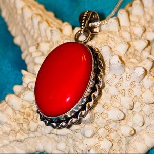 Italian Coral vintage handcrafted pendant